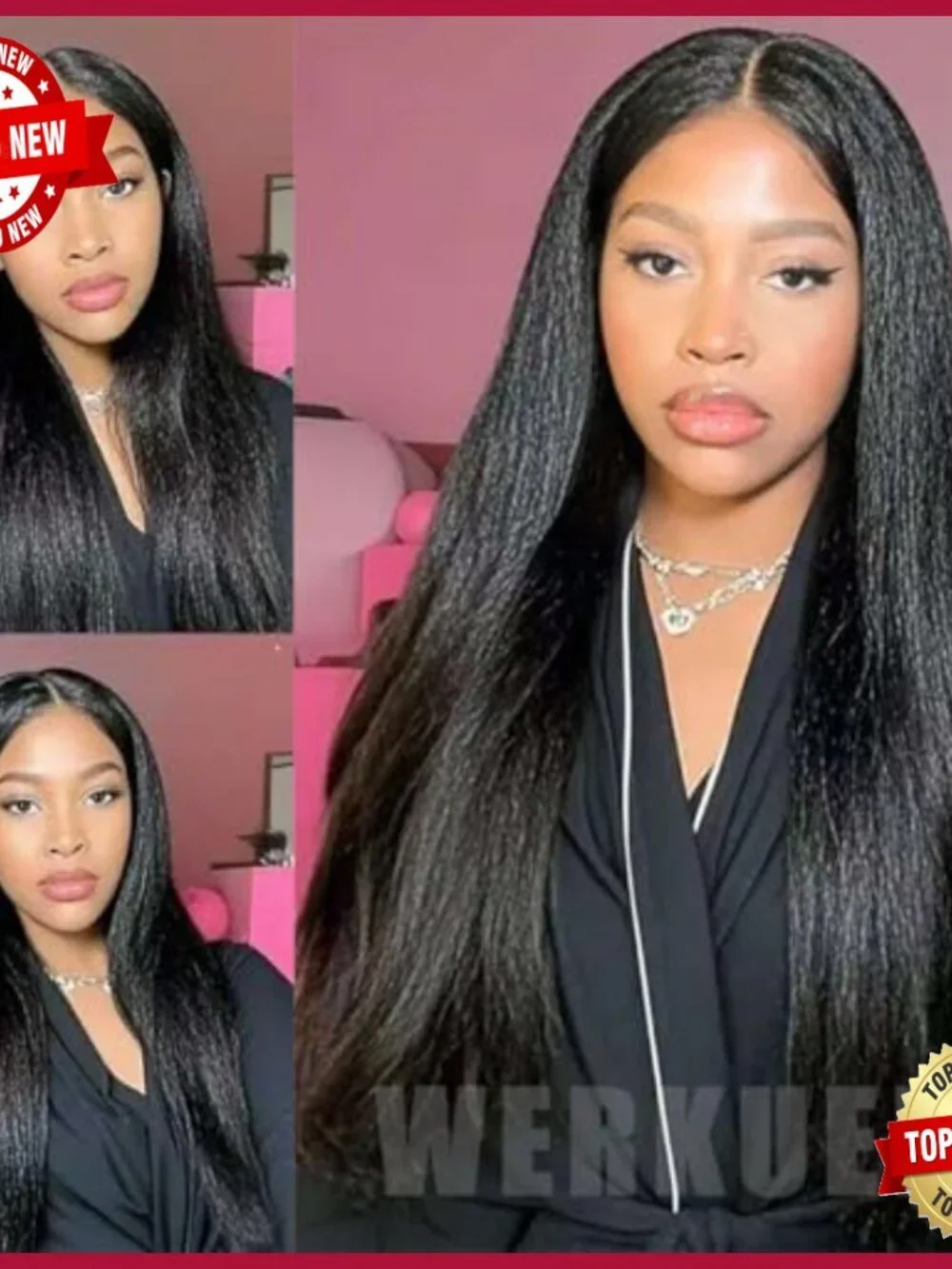Kinky Straight Clip In Hair Extensions 24 Inch 8Pcs 130g Human Hair